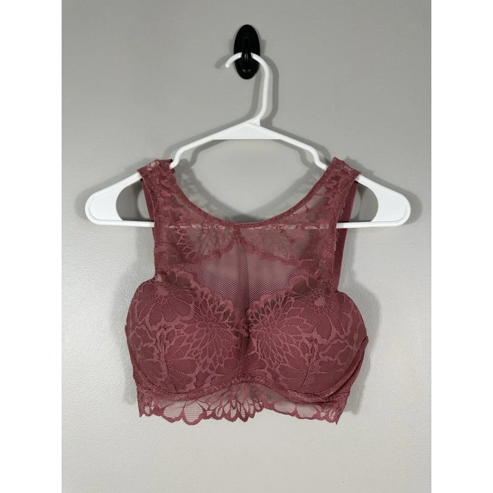 Pink Victorias Secret Bralette Womens Small Dark Pink Push Up Lace